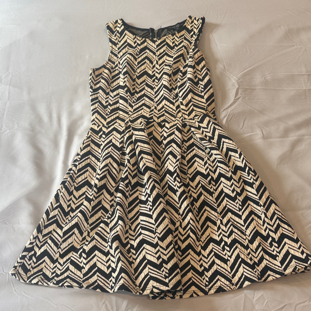 Green Envelope Black and Cream Chevron Kids Dress